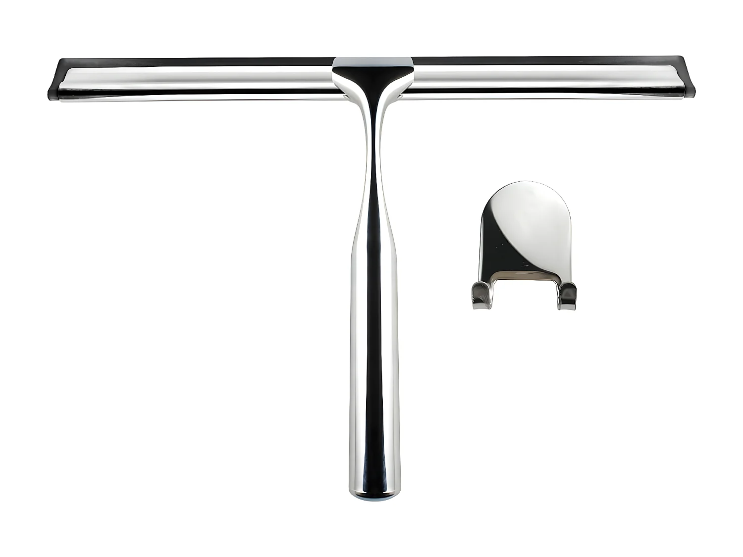 Raclette de douche en acier avec support mural, bride de caoutchouc , éliminer tout le résidus d'eau