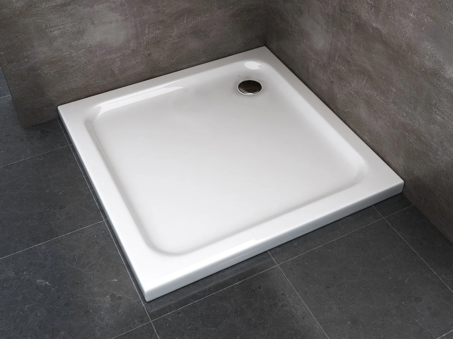 Receveur de douche carré surbaissé en Abs avec bonde inclus H. 5 cm – 90 x 90