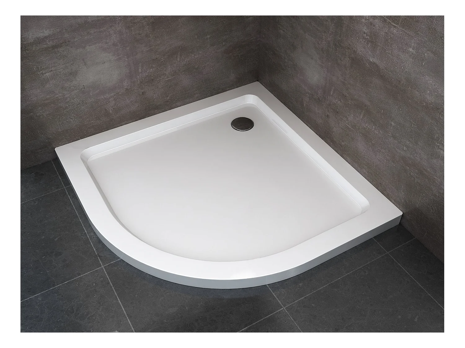Piatto Doccia Ribassato Semicircolare In Abs H 5cm Con Piletta Inclusa 80x80