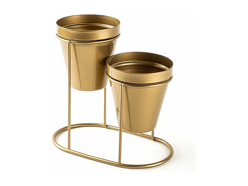 Porte pot à 2 pots Avilan L19xH16cm Métal Or