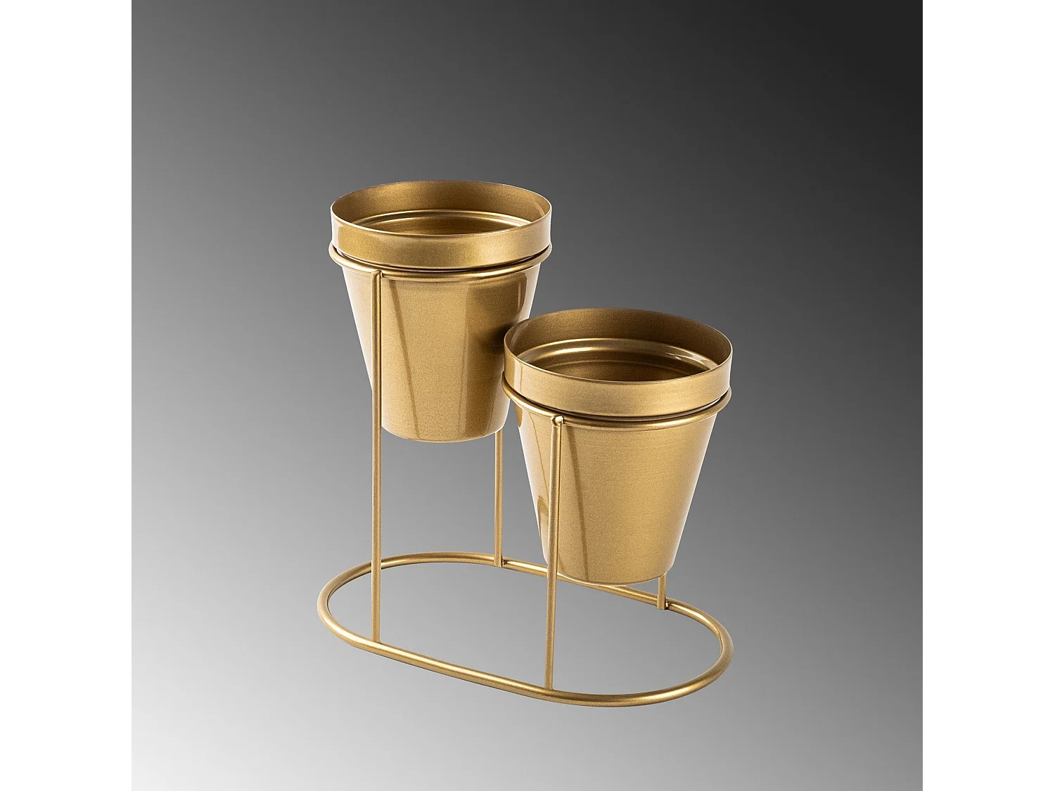 Porte pot à 2 pots Avilan L19xH16cm Métal Or