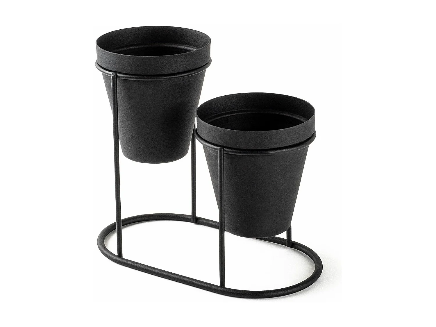 Porte pot à 2 pots Avilan L19xH16cm Métal Noir