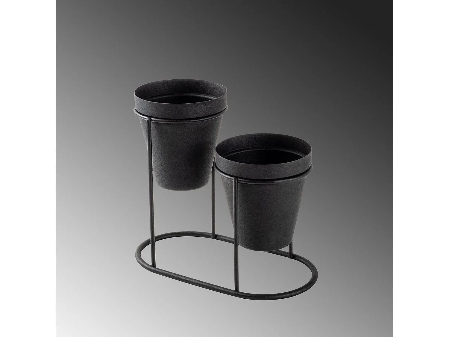 Porte pot à 2 pots Avilan L19xH16cm Métal Noir