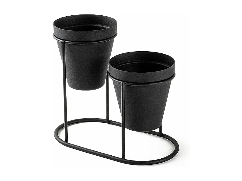 Porte pot à 2 pots Avilan L19xH16cm Métal Noir