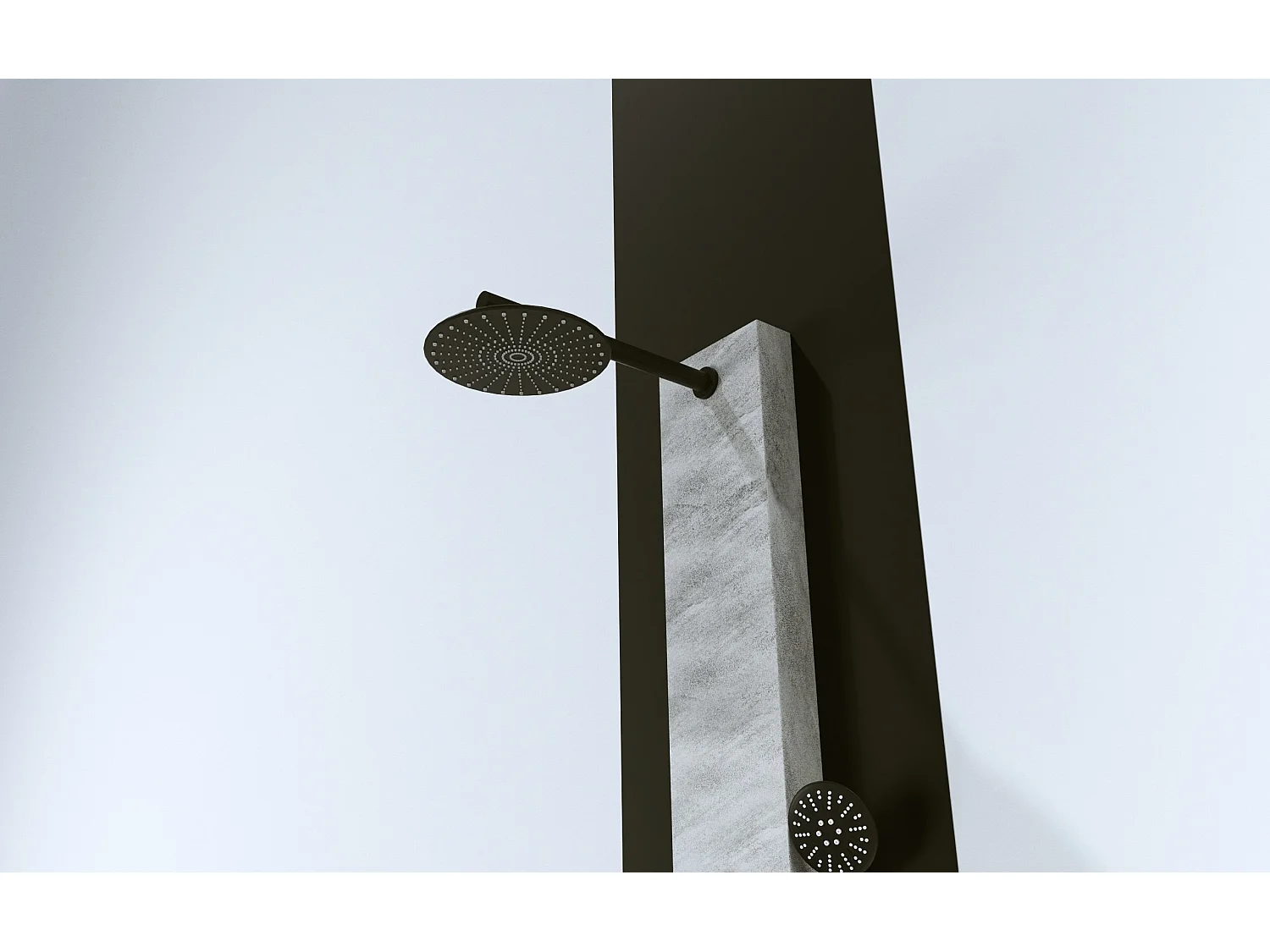 panneau de douche avec robinets noirs, Trois Fonctions en Effect Pierre gris, pommeau douche, douche à main, gets hydromassage, fixages, flexible