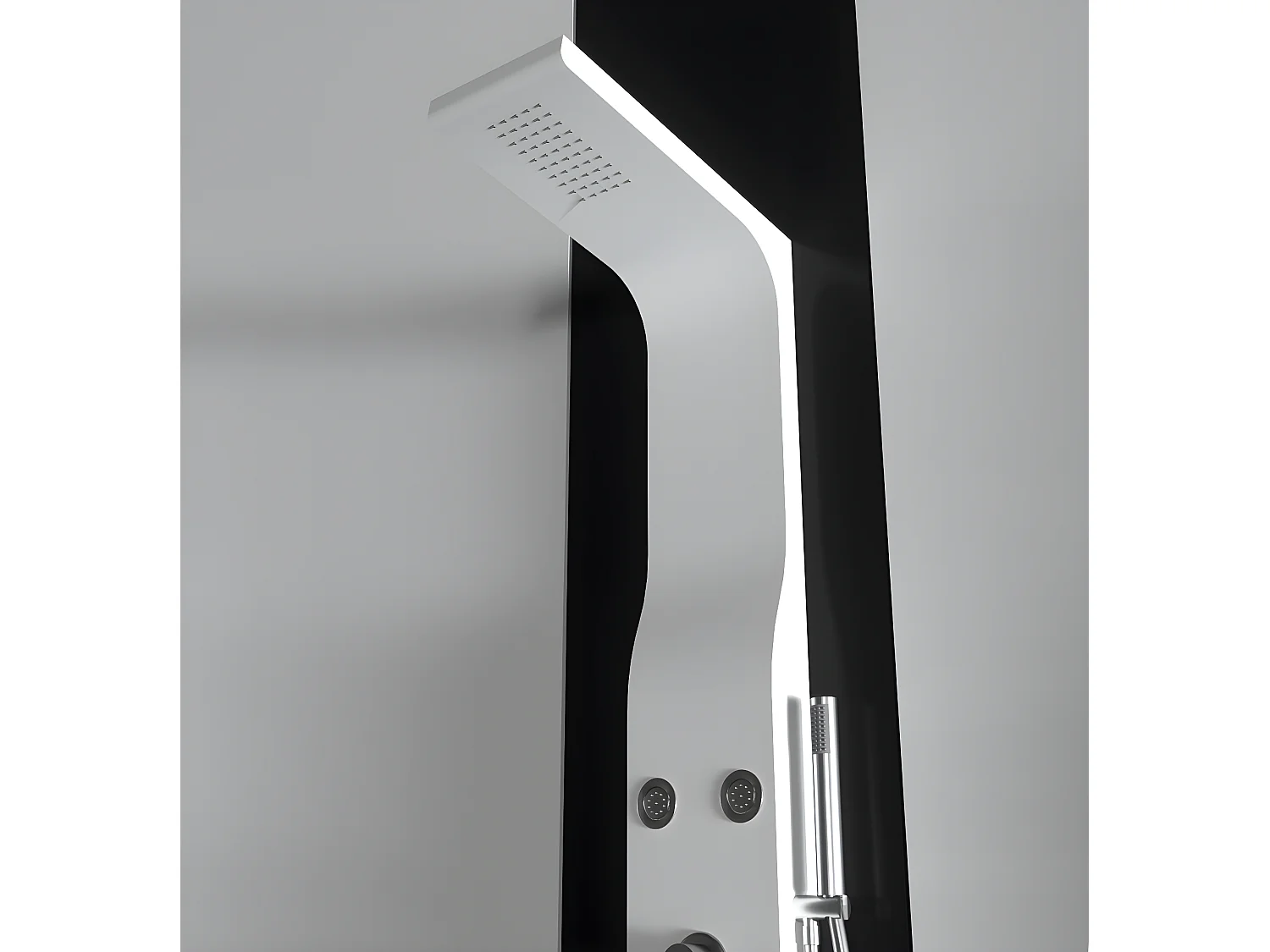 Pannello doccia idromassaggio in ABS verniciato a polvere finitura bianco opaco