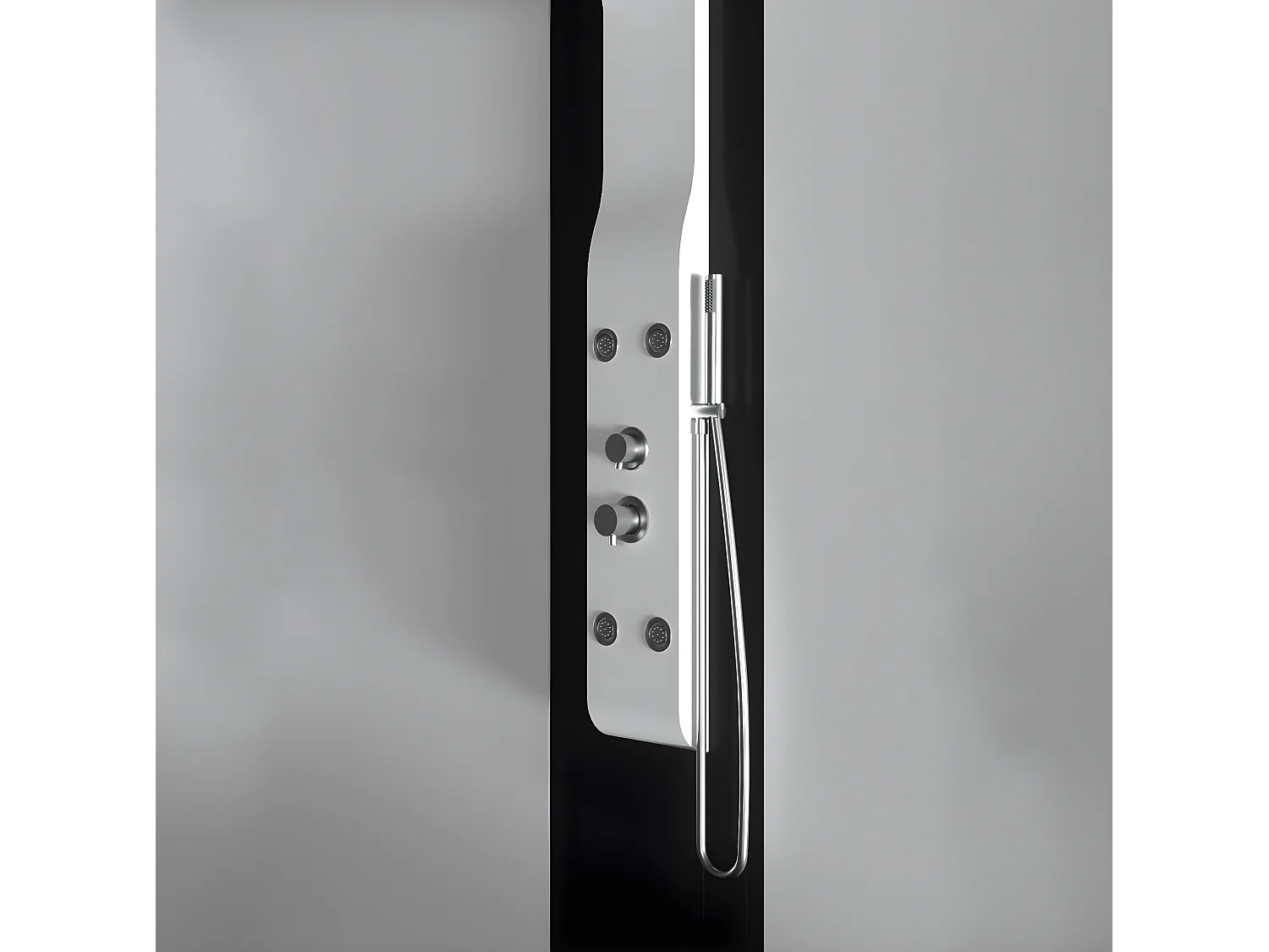 Colonne de douche hydromassage en ABS verni en poudre  blanche mat