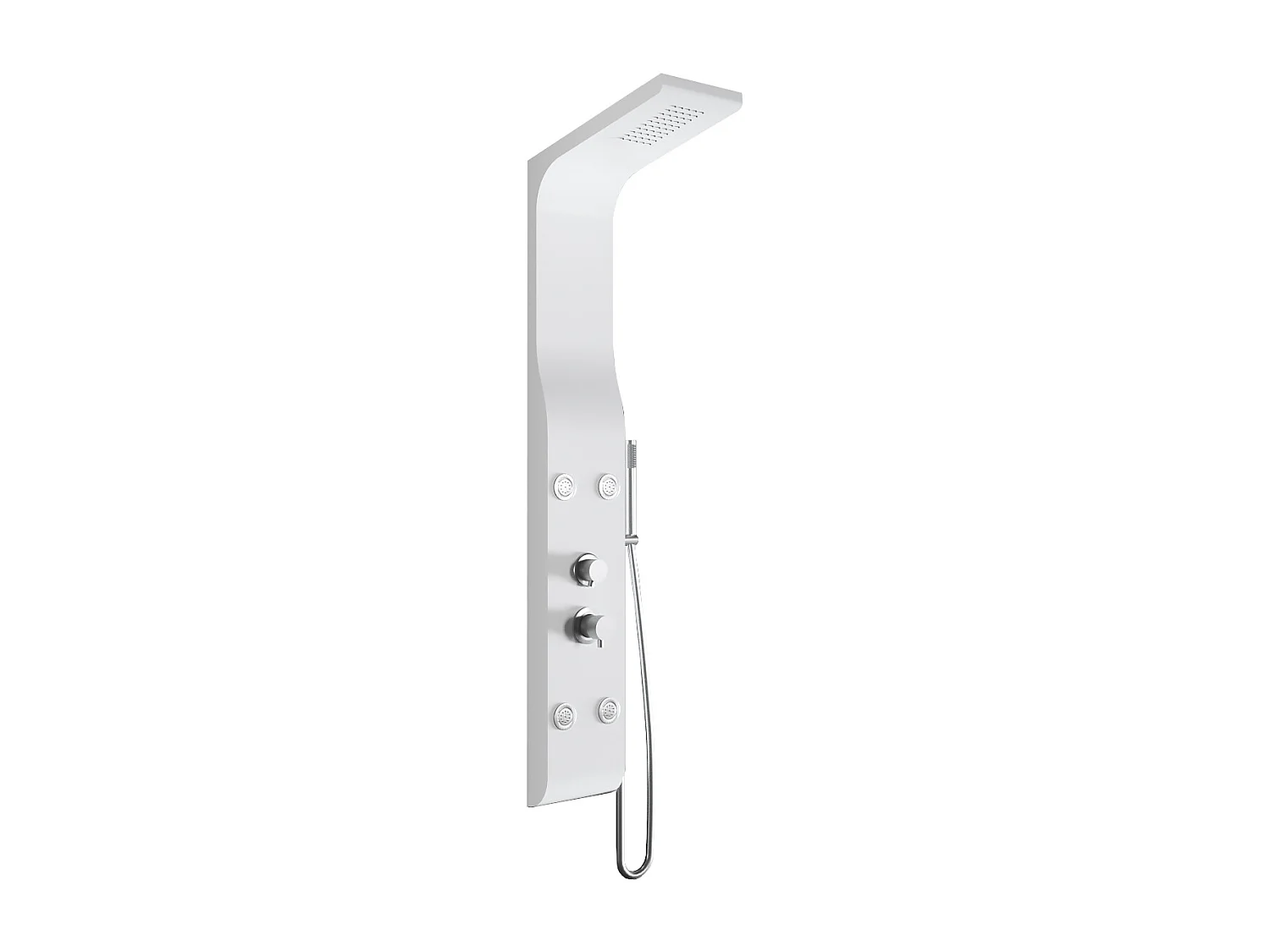 Pannello doccia idromassaggio in ABS verniciato a polvere finitura bianco opaco