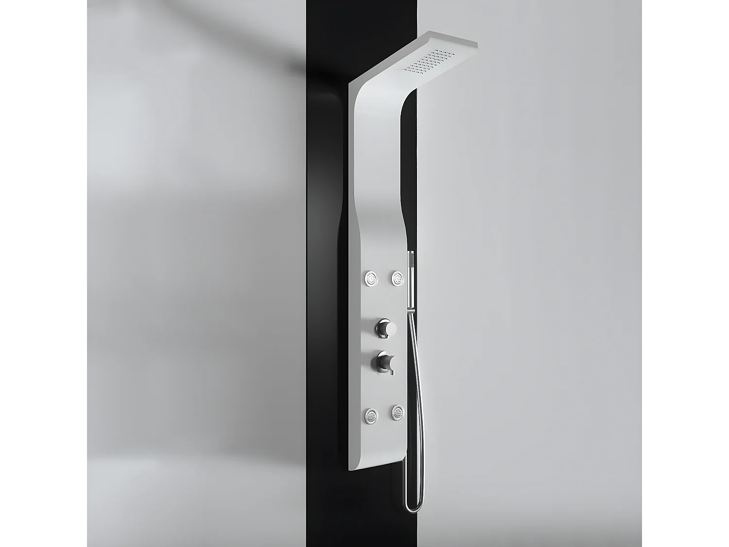 Pannello doccia idromassaggio in ABS verniciato a polvere finitura bianco opaco