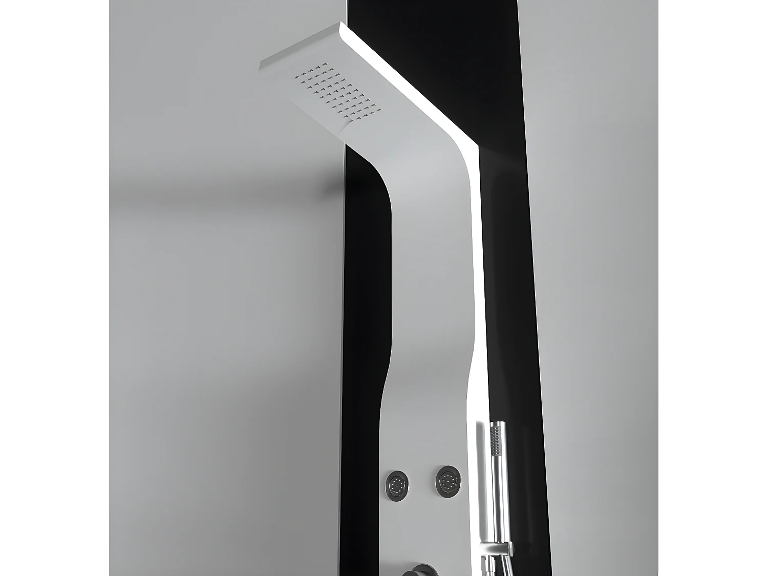 Pannello doccia idromassaggio in ABS verniciato a polvere finitura bianco opaco