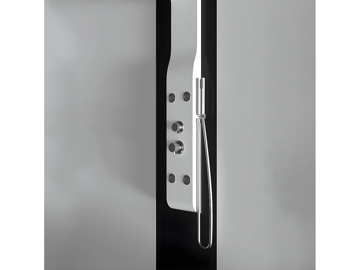 Pannello doccia idromassaggio in ABS verniciato a polvere finitura bianco opaco