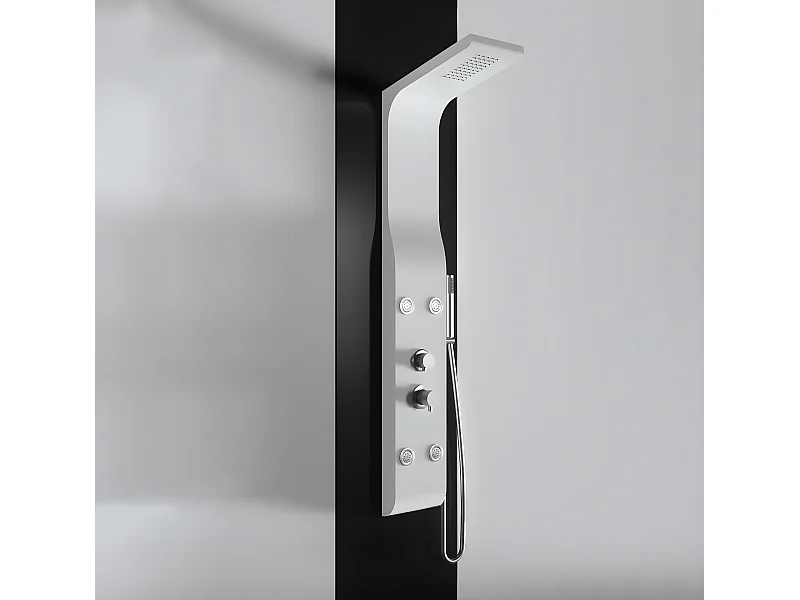 Colonne de douche hydromassage en ABS verni en poudre  blanche mat