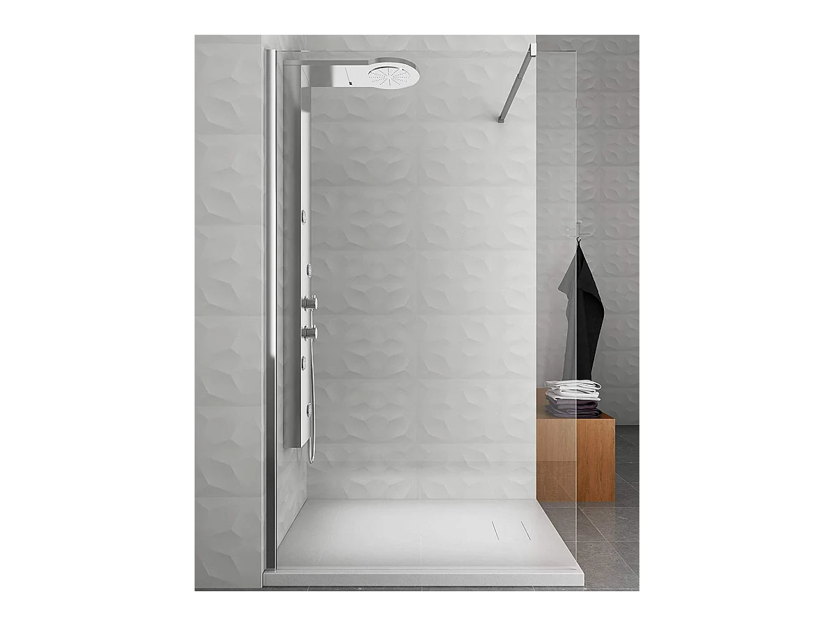 Colonne de douche hydromassage avec quatre fonctions en acier Inox brossé