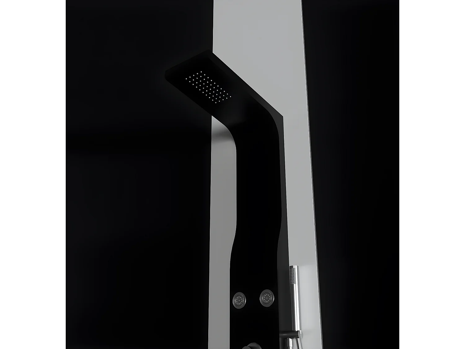 Pannello doccia idromassaggio in ABS verniciato a polvere finitura nero opaco