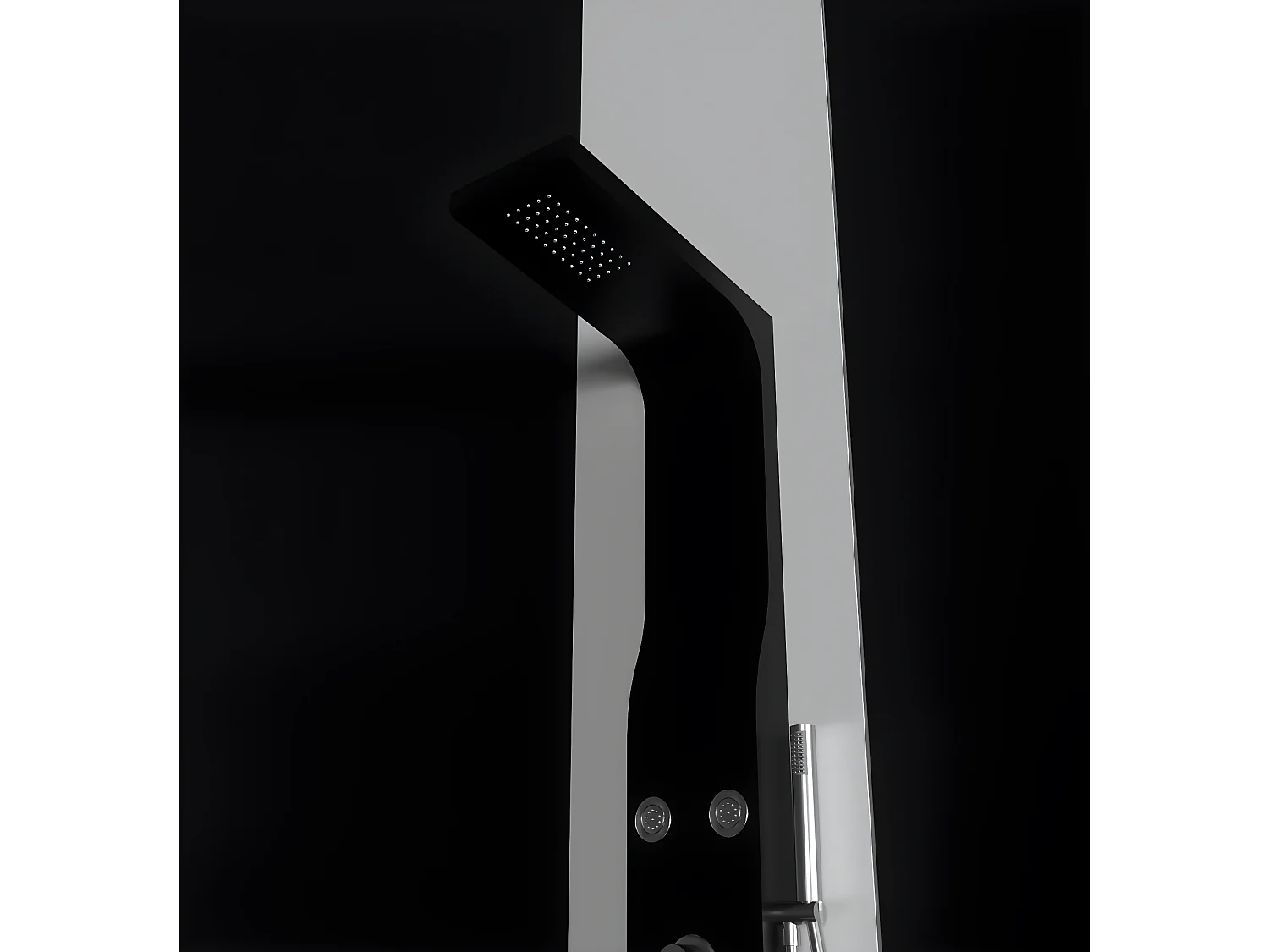 Pannello doccia idromassaggio in ABS verniciato a polvere finitura nero opaco