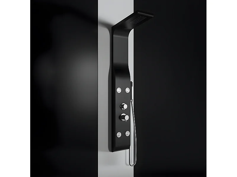 Colonne de douche hydromassage en ABS verni en poudre  noir mat