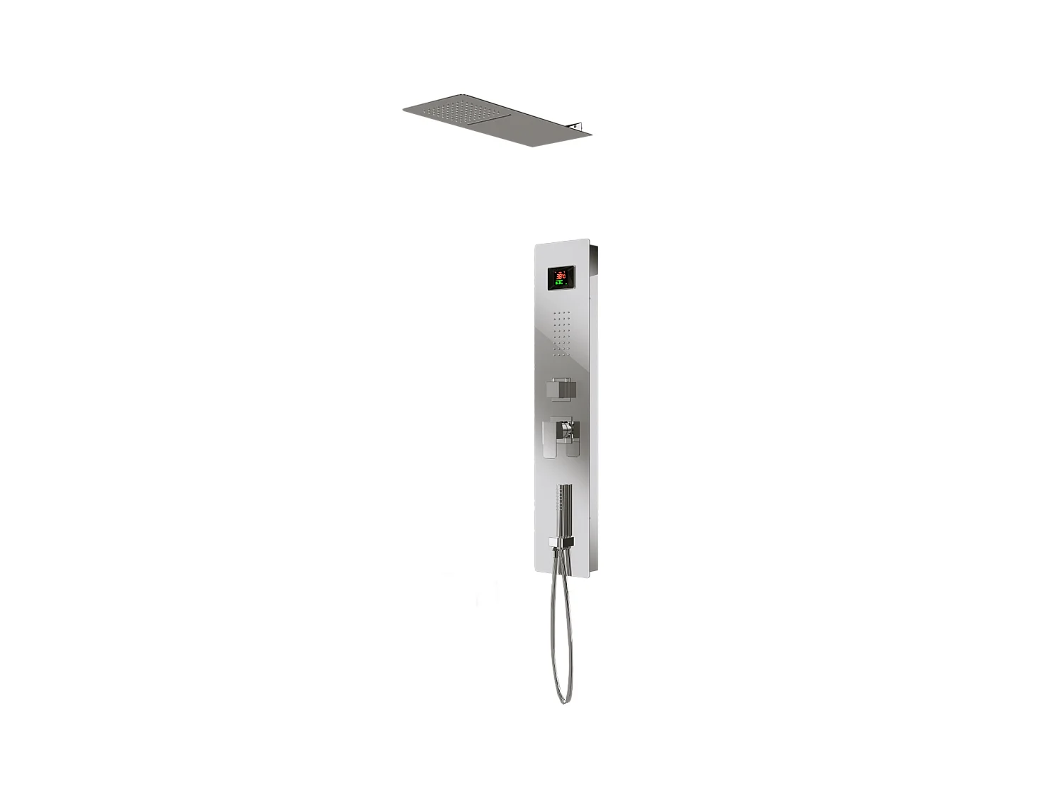 Kit doccia a 4 vie con idromassaggio e cascata acciaio inox da incasso fornito completo