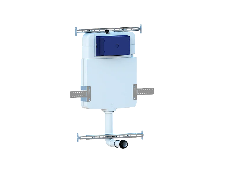 Cassetta Da Incasso Per Wc Vaso A Terra Con Placca Di Comando In Acciaio Inox Doppio Pulsante Completa