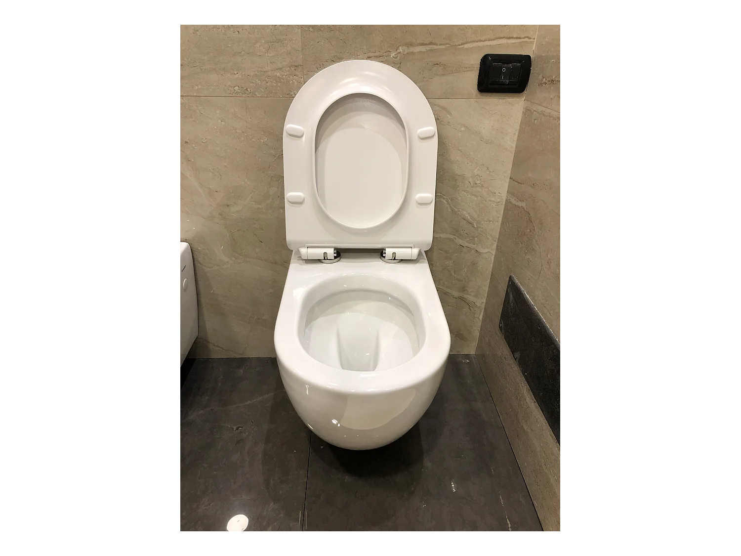 Couple de sanitaires au ras du mur suspendu ligne ronde