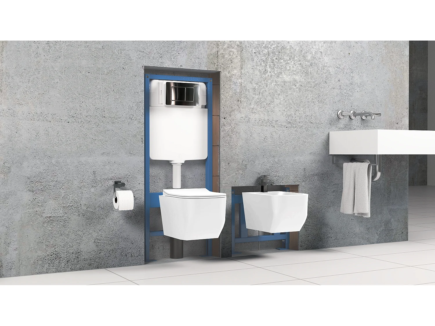 Set Sanitari Struttura , Cassetta , Telaio Da Incasso Completo Di Placca Inox Per Sanitari Bagno Wc E Bidet Sospesi