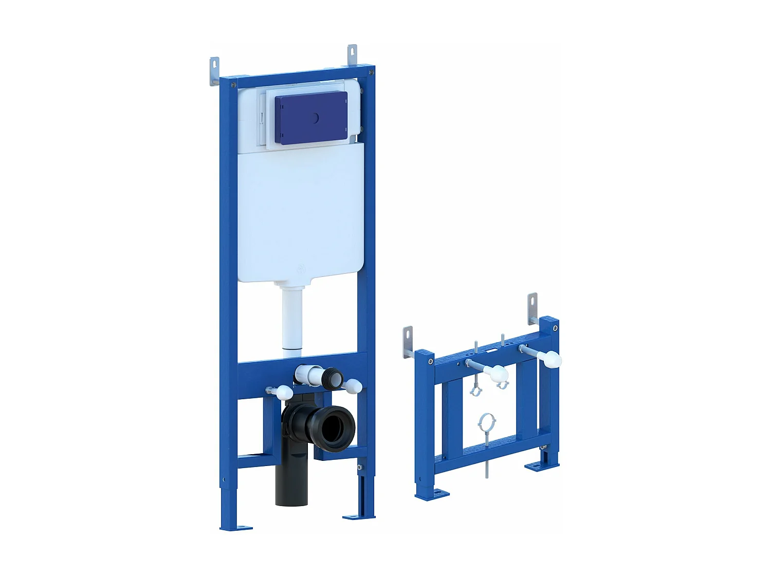 Châssis de bâti-support pour bidet, châssis réservoir caché complet de plaque de commande Inox pour couple de sanitaires suspendu