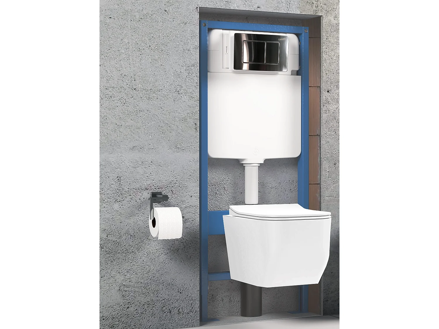 Châssis de bâti-support avec réservoir caché pour cuvette suspendu complet de plaque de commande double bouton en acier inoxydable