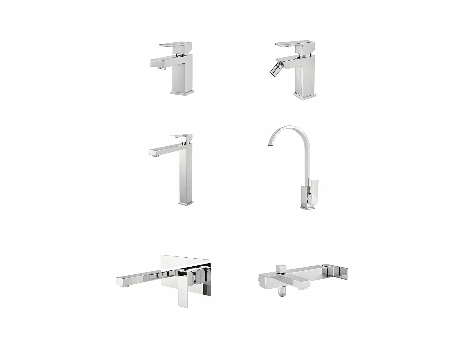 Set Rubinetteria Per Bagno da design squadrata moderna con piletta click clack inclusa -  LAVABO MISCELATORE