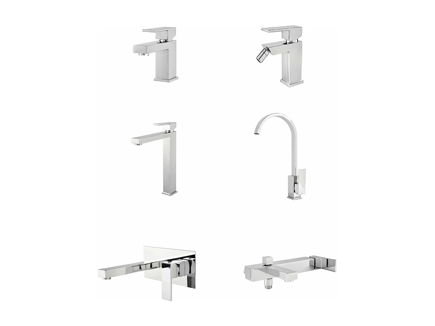 Set Rubinetteria Per Bagno da design squadrata moderna con piletta click clack inclusa -  LAVABO MISCELATORE