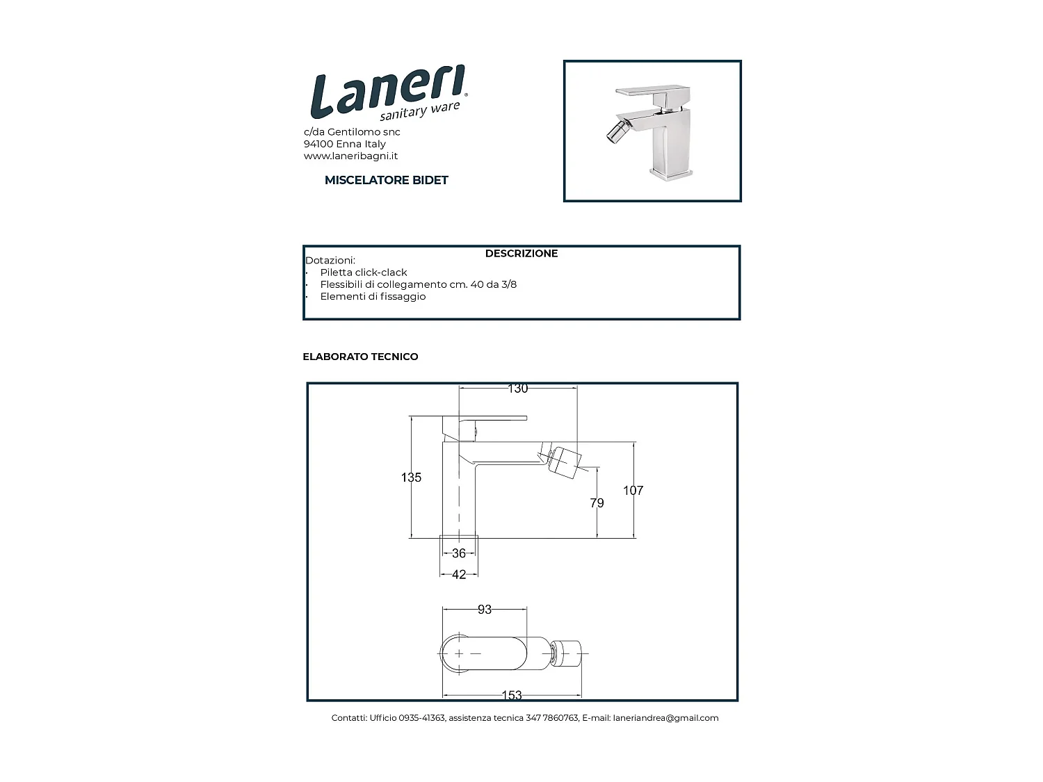 Ensemble de robinet de salle de bain design, carré et moderne avec vidage clic-clac inclus – MITIGEUR BIDET