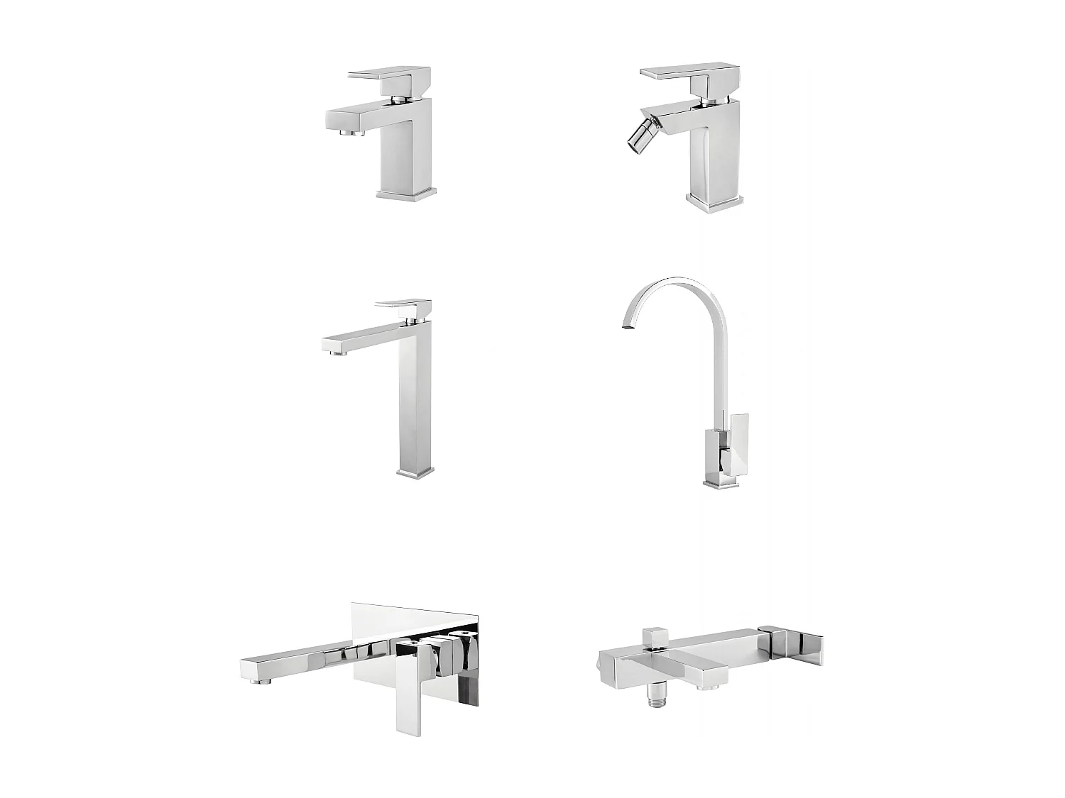 Ensemble de robinet de salle de bain design, carré et moderne avec vidage clic-clac inclus – MITIGEUR BIDET