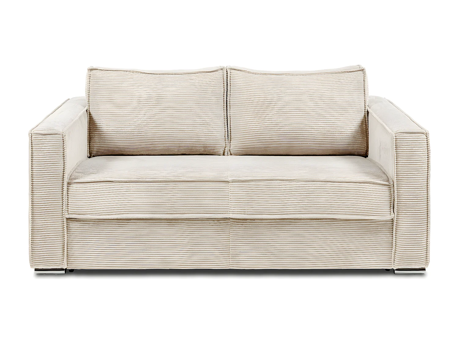 Canapé 3 places convertible express en velours côtelé beige avec assise mémoire de forme - Couchage 140 cm - Matelas 14 cm LORETO