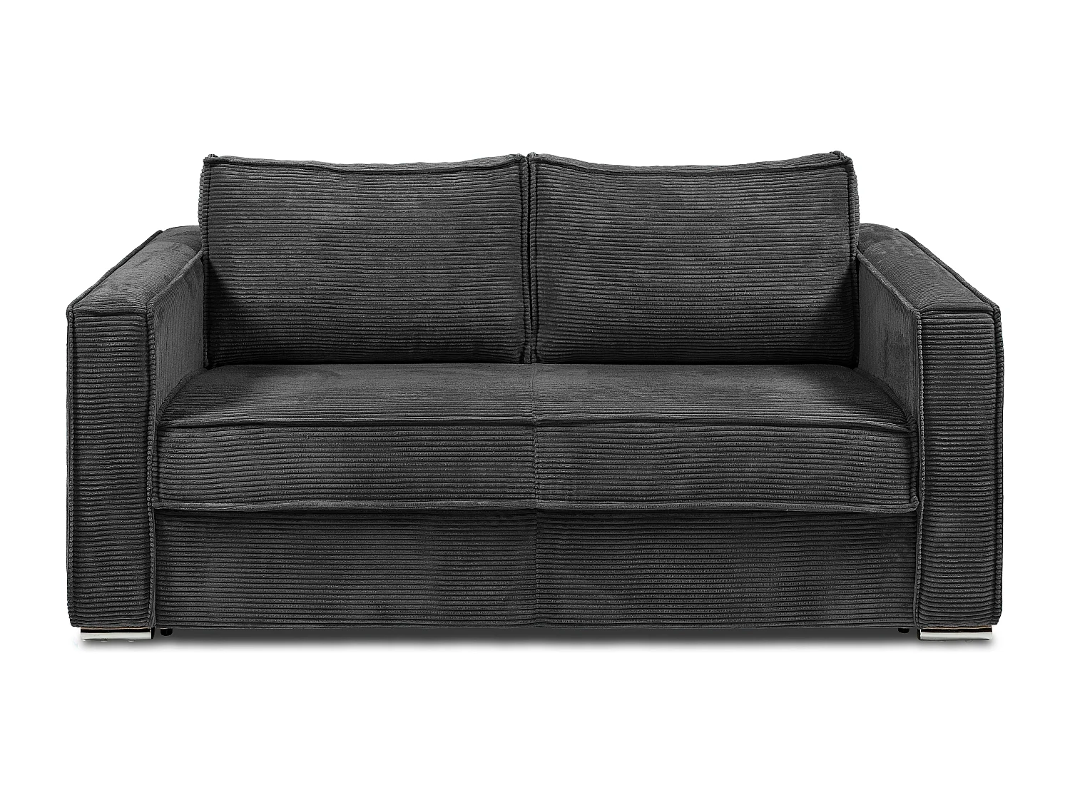 Canapé 3 places convertible express en velours côtelé gris anthracite avec assise mémoire de forme - Couchage à lattes larges 140 cm - Matelas 14 cm LORETO