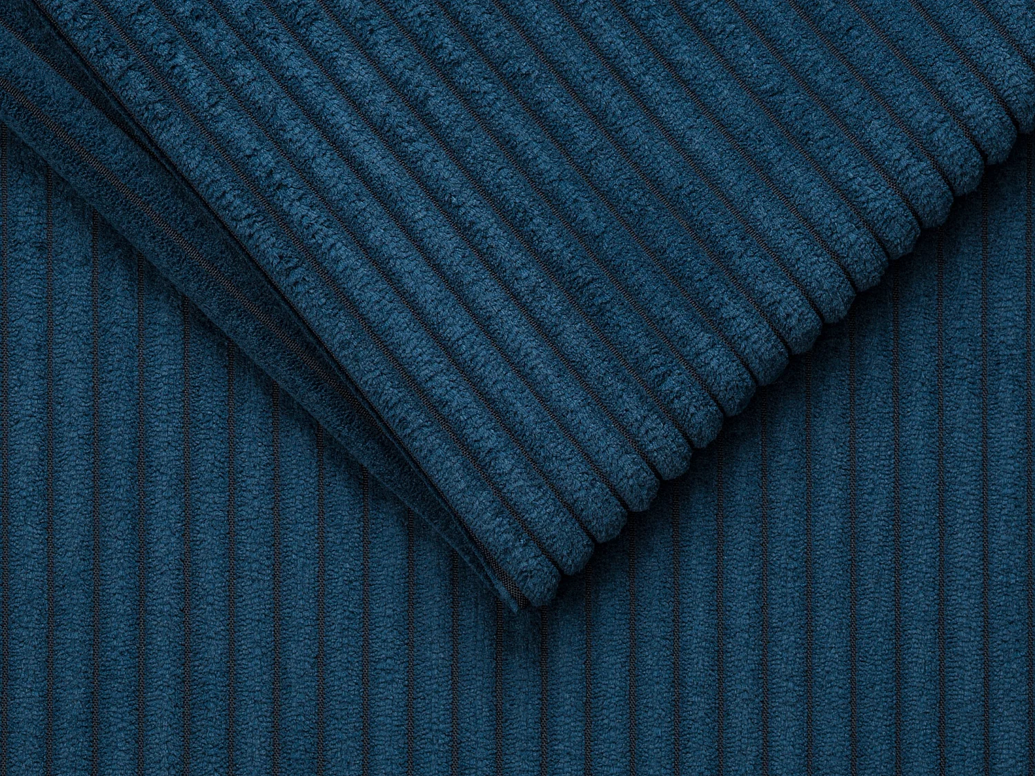 Canapé 3 places convertible express en velours côtelé bleu nuit avec assise mémoire de forme - Couchage à lattes larges 140 cm - Matelas 14 cm LORETO