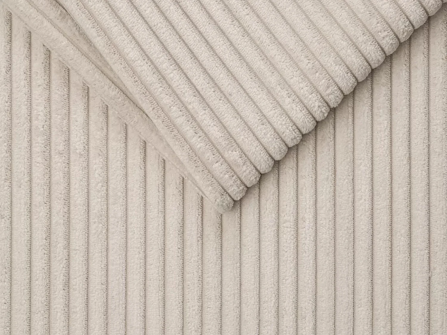 Canapé 3 places convertible express en velours côtelé beige avec assise mémoire de forme - Couchage à lattes larges 140 cm - Matelas 18 cm LORETO