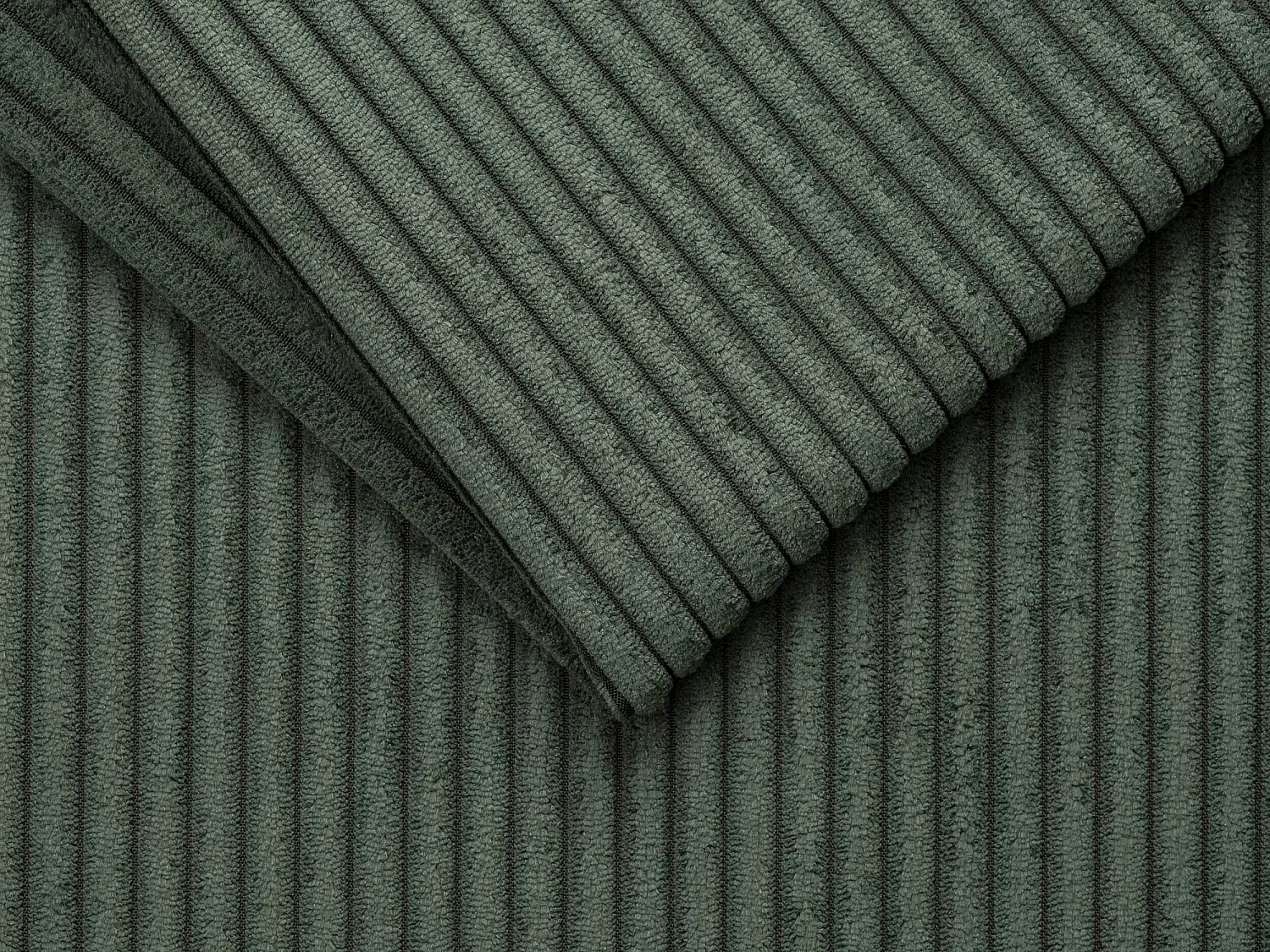 Canapé 3 places convertible express en velours côtelé vert sapin avec assise mémoire de forme - Couchage à lattes larges 140 cm - Matelas 18 cm LORETO