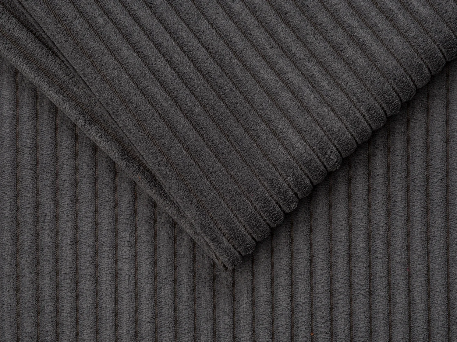 Canapé 4 places convertible express en velours côtelé gris anthracite avec assise mémoire de forme - Couchage 160 cm - Matelas 22 cm mémoire de forme LORETO