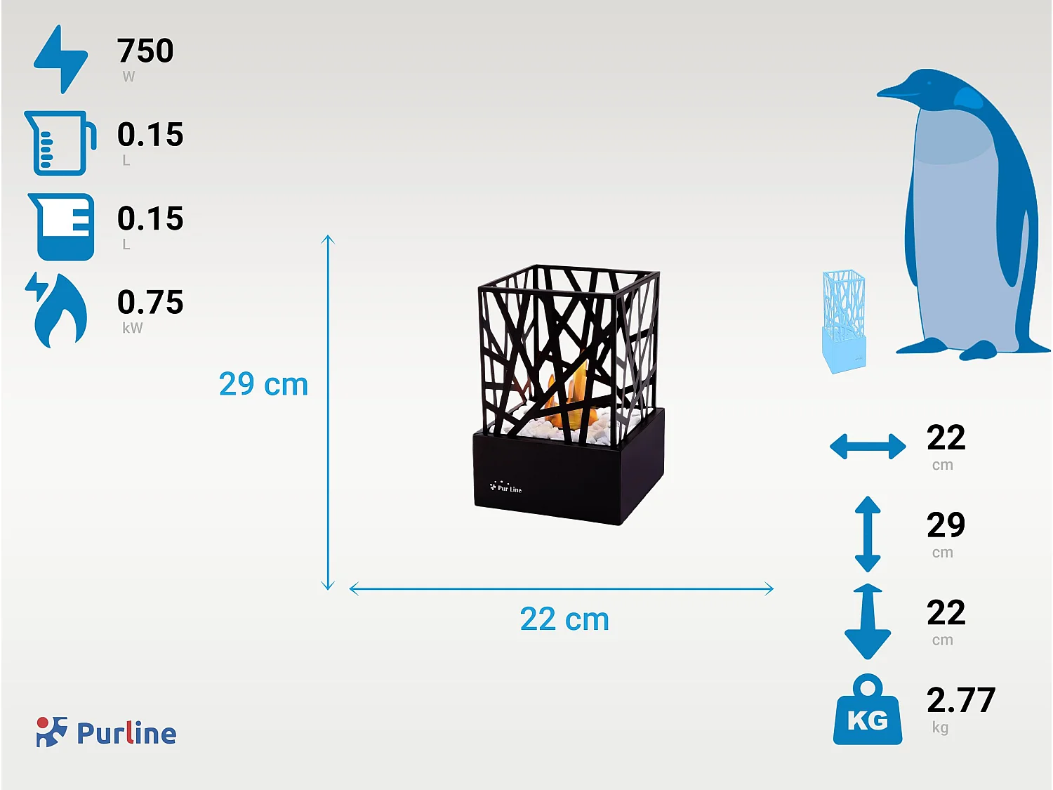Tafelmodel ethanolhaard in geëmailleerd stalen uitvoering