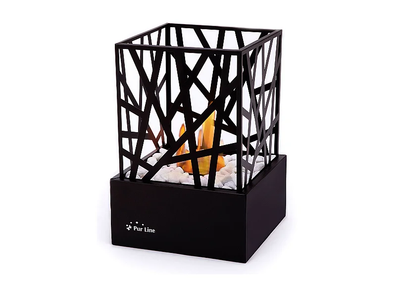 Lareira de mesa a etanol com design em aço esmaltado