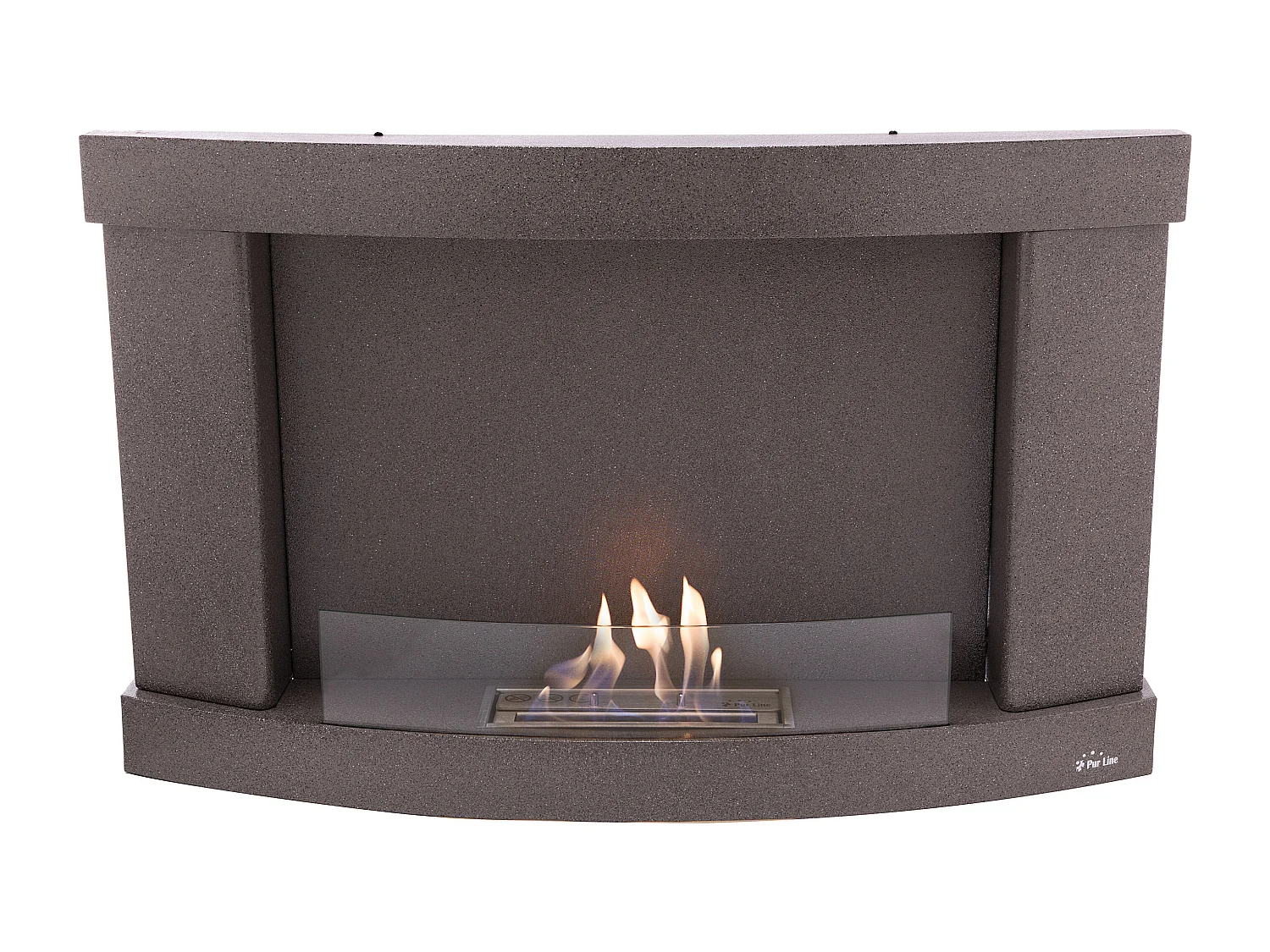 Bioethanol-Wandkamin aus schwarzem Stahl mit gehärtetem Glas