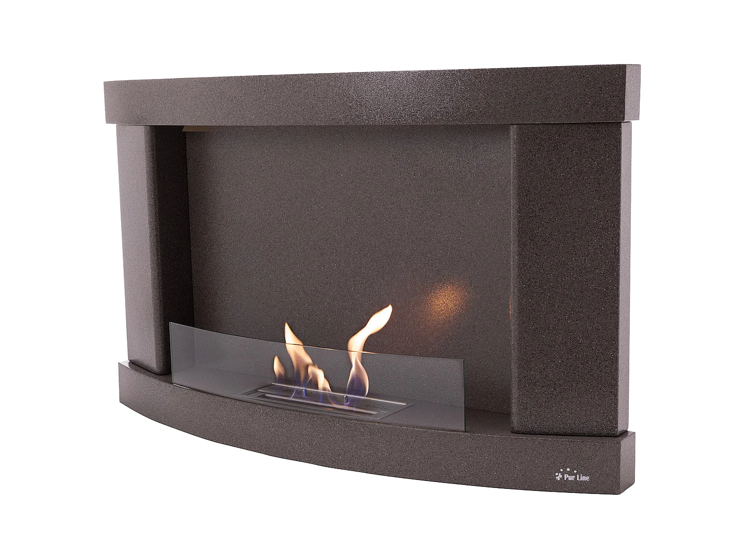 Cheminée à l'éthanol en acier noir et verre trempé