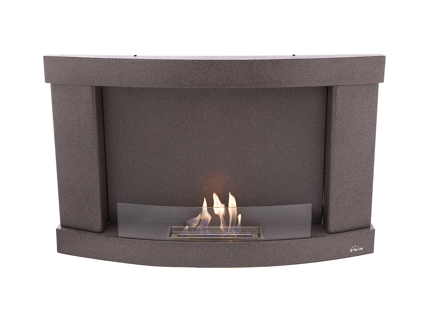 Cheminée à l'éthanol en acier noir et verre trempé