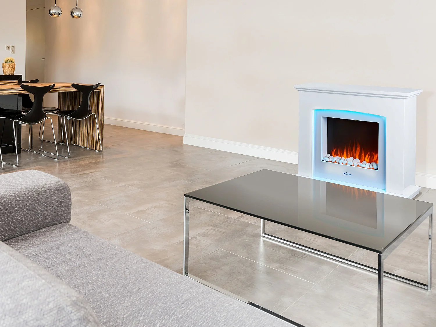 Cheminée électrique murale 2kW en acier laqué blanc