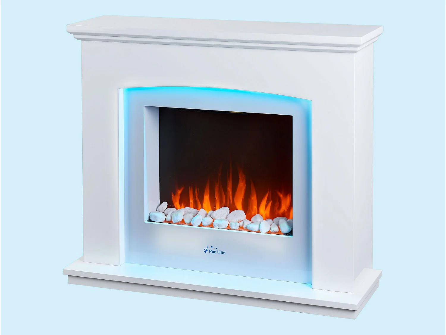 Cheminée électrique murale 2kW en acier laqué blanc