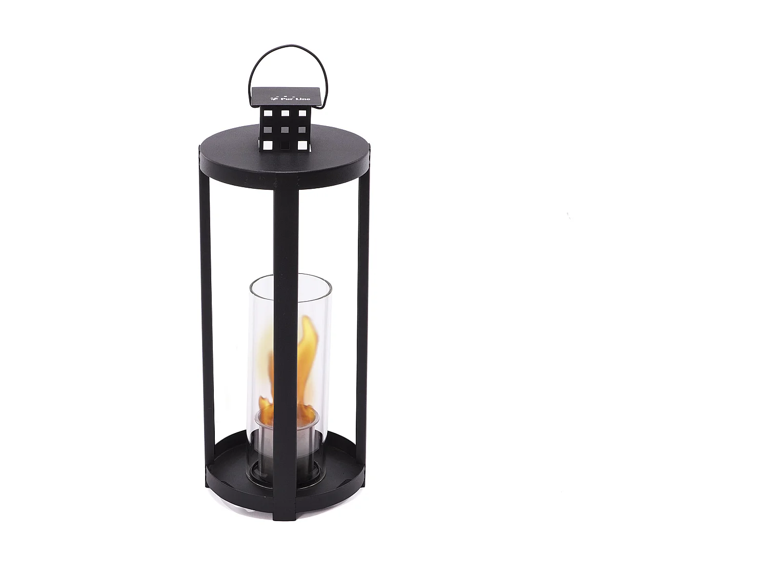 Camino a etanolo con forma di lanterna in acciaio inossidabile nero