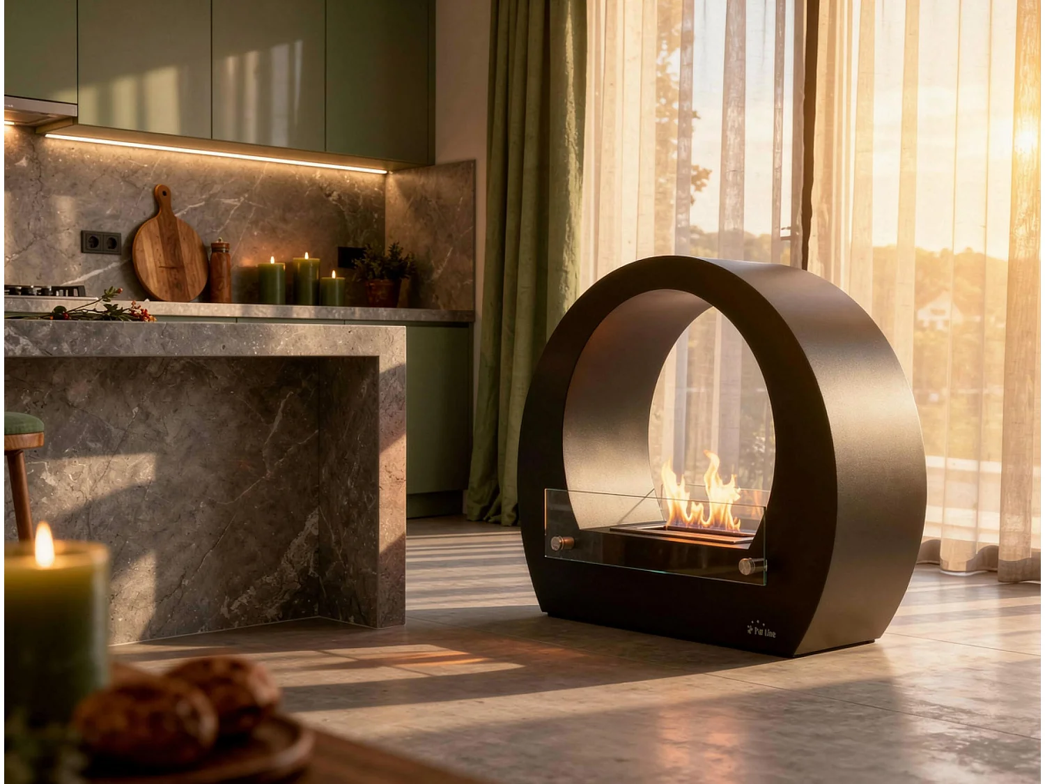 Cheminée à l'éthanol en acier avec flamme réglable