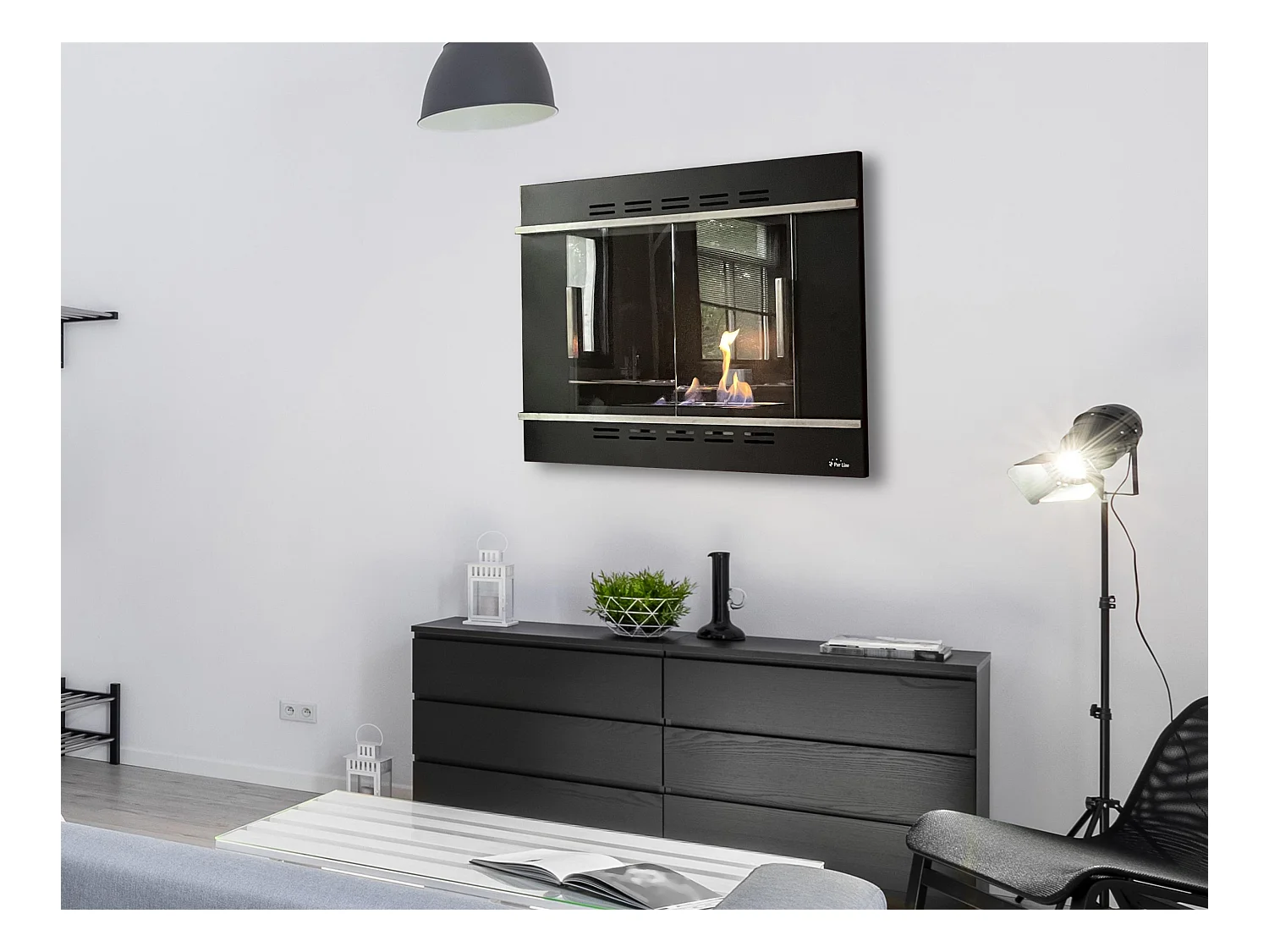 Biocamino inseribile a parete con porte