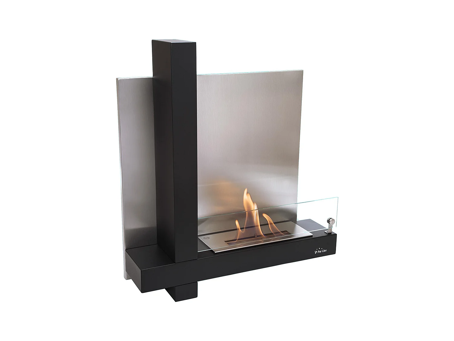 Wandgemonteerde ethanolhaard in zwart roestvrij staal design