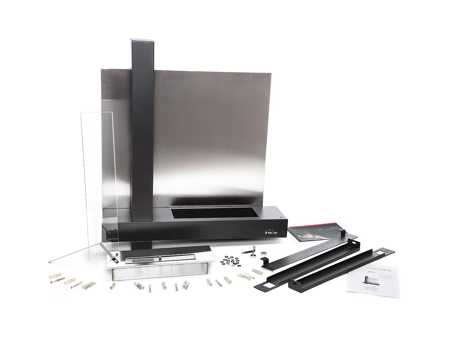 Wandgemonteerde ethanolhaard in zwart roestvrij staal design