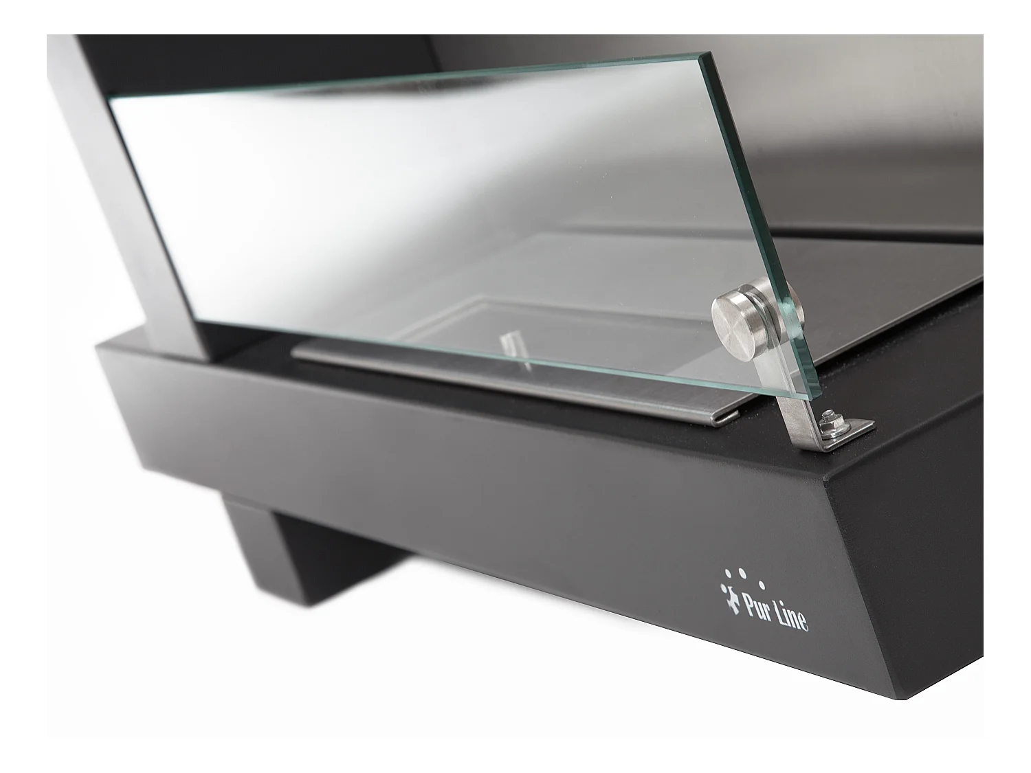 Wandgemonteerde ethanolhaard in zwart roestvrij staal design