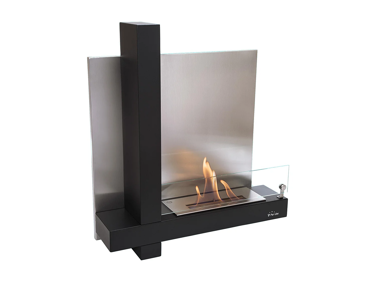 Wandgemonteerde ethanolhaard in zwart roestvrij staal design